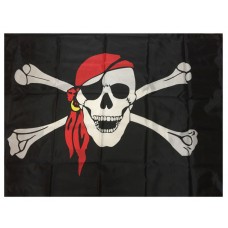 3' x 5' Pirate Flag Skull and Crossbones Red Head band Jolly Roger  Flag